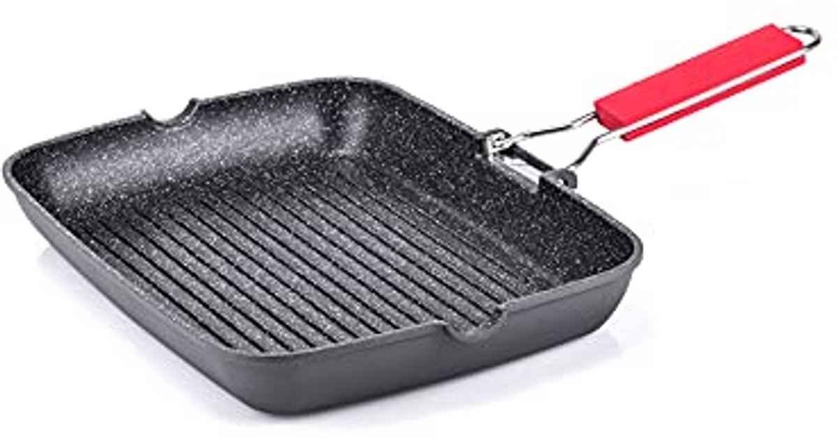 Grillpan 24 x 34 cm met Klapgreep en Inductiebodem