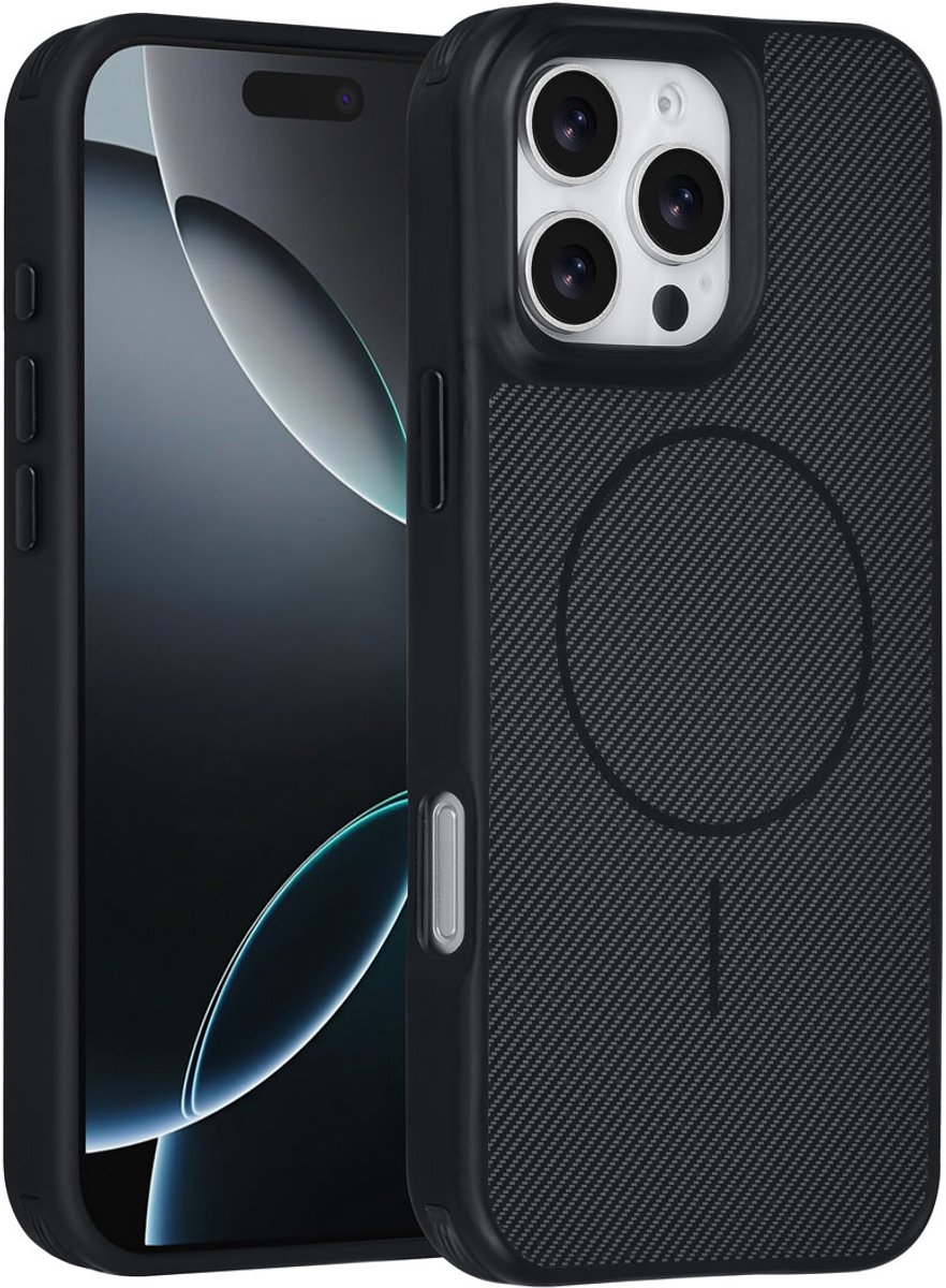 TUNIQ Back cover voor iPhone 16 Pro Max - MagSafe - Carbon Fiber - Zwart