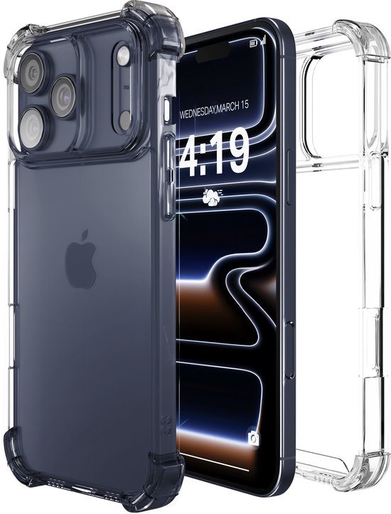 iTech telefoonhoesje geschikt voor Apple iPhone 17 Pro hoesje siliconen - backcover - optimale bescherming - Transparant