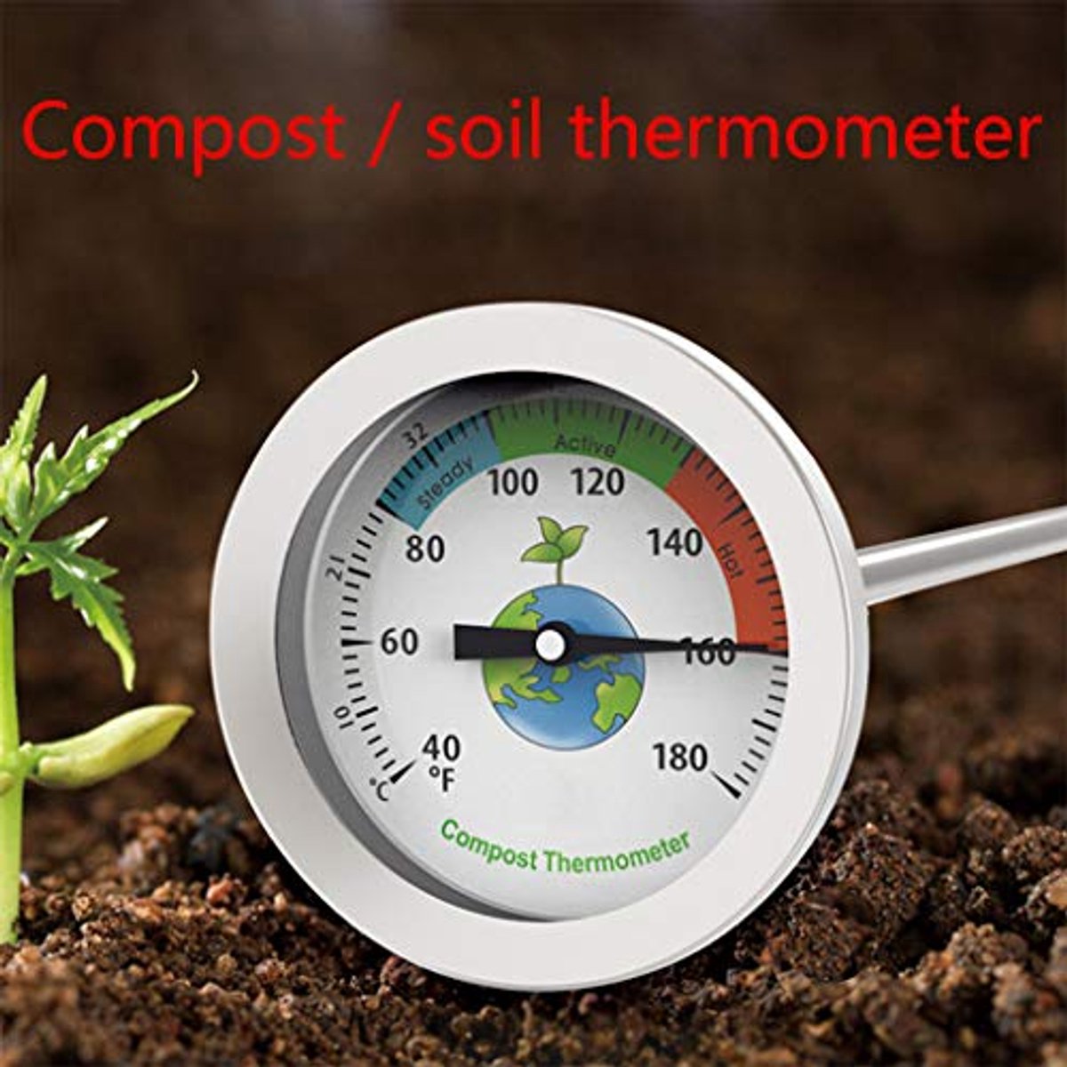 Roestvrij Stalen Compost Thermometer - 50cm Lengte voor Tuinmeetapparatuur