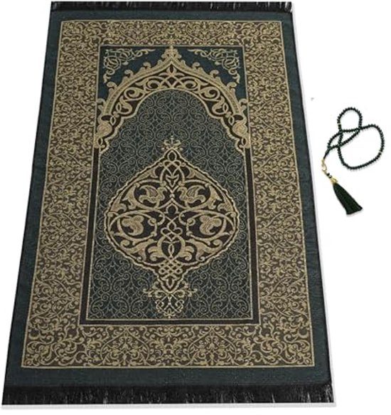 Moslim gebedsmat voor islamitisch gebed - dikke en comfortabele moslim gebedsmat voor moslim mannen en vrouwen - zeer dikke mat - Groen