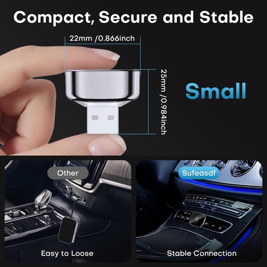 CP204 Serie - Draadloze CarPlay Adapter - Android Auto Compatibel - Plug & Play - Automatische Herverbinding - Lage Latentie - Universele Auto Adapter - Bluetooth 5.3 - Dual-Band WiFi - Voice Control van Carpuride — afbeelding 2