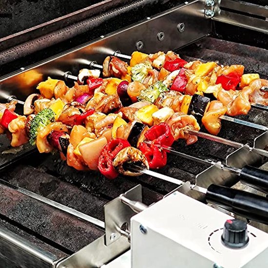 BBQ Toro Elektrische Spiesdraaier, Roestvrij Stalen Draaispies Opzetstuk Met 11 Spiesen En Motor In Grootte Verstelbaar B 70 X D 26 40 Cm Stekker Usb Mangal Shish Kebab Motor Achter 1012520533