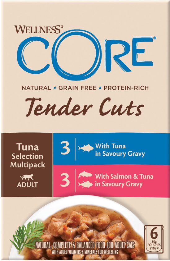 Wellness Core Tender Cuts Tuna Selection - Katten natvoer -  6 x 85 g