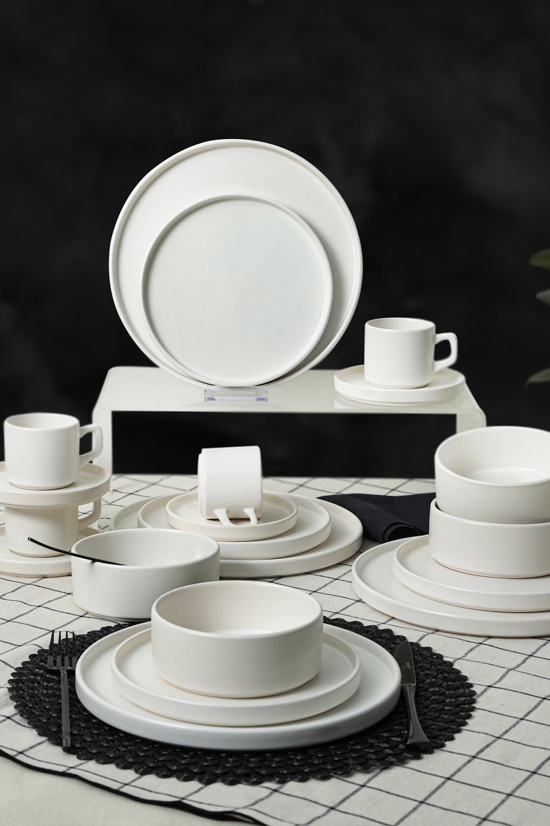 Asir - Keramiek Servies - Matwit - 20-delige Set - 21 x 21 cm