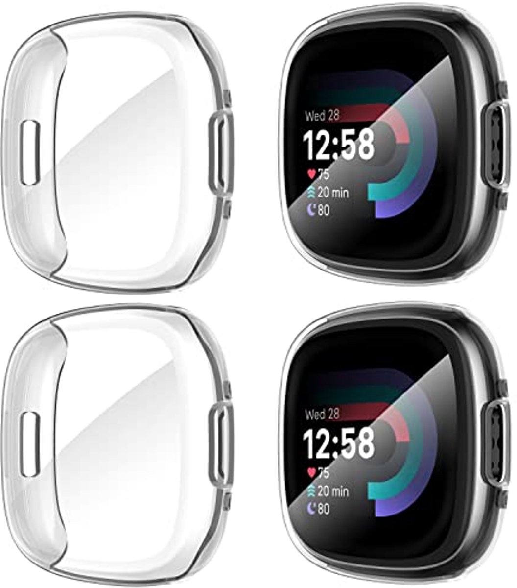 4 Stuks Screen Protector voor Fitbit Versa 4/Sense 2 - HD Schokbestendig TPU Beschermhoes