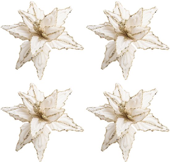 Okngr 36 Stks Glitter Kerstbloem, Poinsettia Bloemen Kerst Decor Grote Kunstbloemen Kerstboom Decoratie voor Thuis Party Bruiloft, Rood