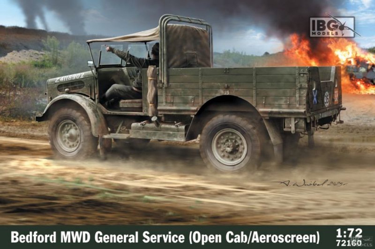IBG Models Modelbouwpakket Auto - 72160 Bedford MWD General Service - Open Cabine/Windscherm - Brits Militair Voertuig Plastic - 1:72 - Modelbouw