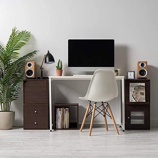 MEUBLE COSY Computerbureau Met Opbergplanken Grote Werkplek Schrijftafel Voor Thuiskantoor Midden Eeuw Eenvoudige Montage Zwart 120x51x74cm MEUBLE COSY Computerbureau Met Opbergplanken Grote Werkplek Schrijftafel Voor Thuiskantoor Midden Eeuw Eenvoudige Montage Zwart 120x51x74cm