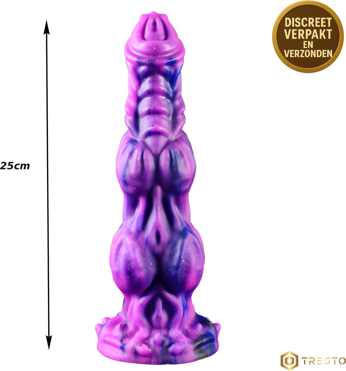 TRESTO- Grote Dildo - Dildo met Balzak - XL Dildo - Paars - 25cm