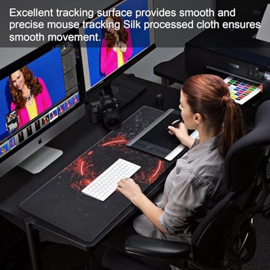 Grote gaming muismat met antislip rubberen basis en gestikte randen - 90x40 cm — afbeelding 5