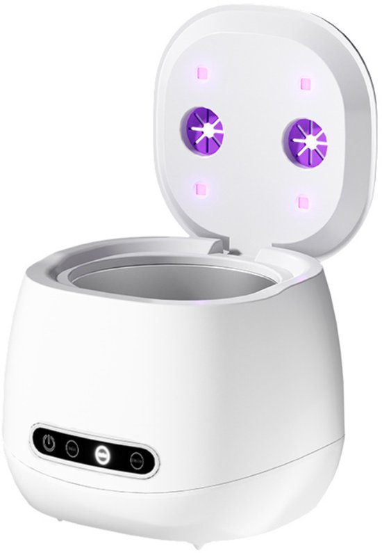 Ultrasoon reinigingsapparaat voor kunstgebitten, 42.000 Hz, 180 ml, ultrasoon uv-reinigingsapparaat, 30 W, ultrasone reiniger voor tandprothesen, aligner, retainer en mondbescherming (zwart