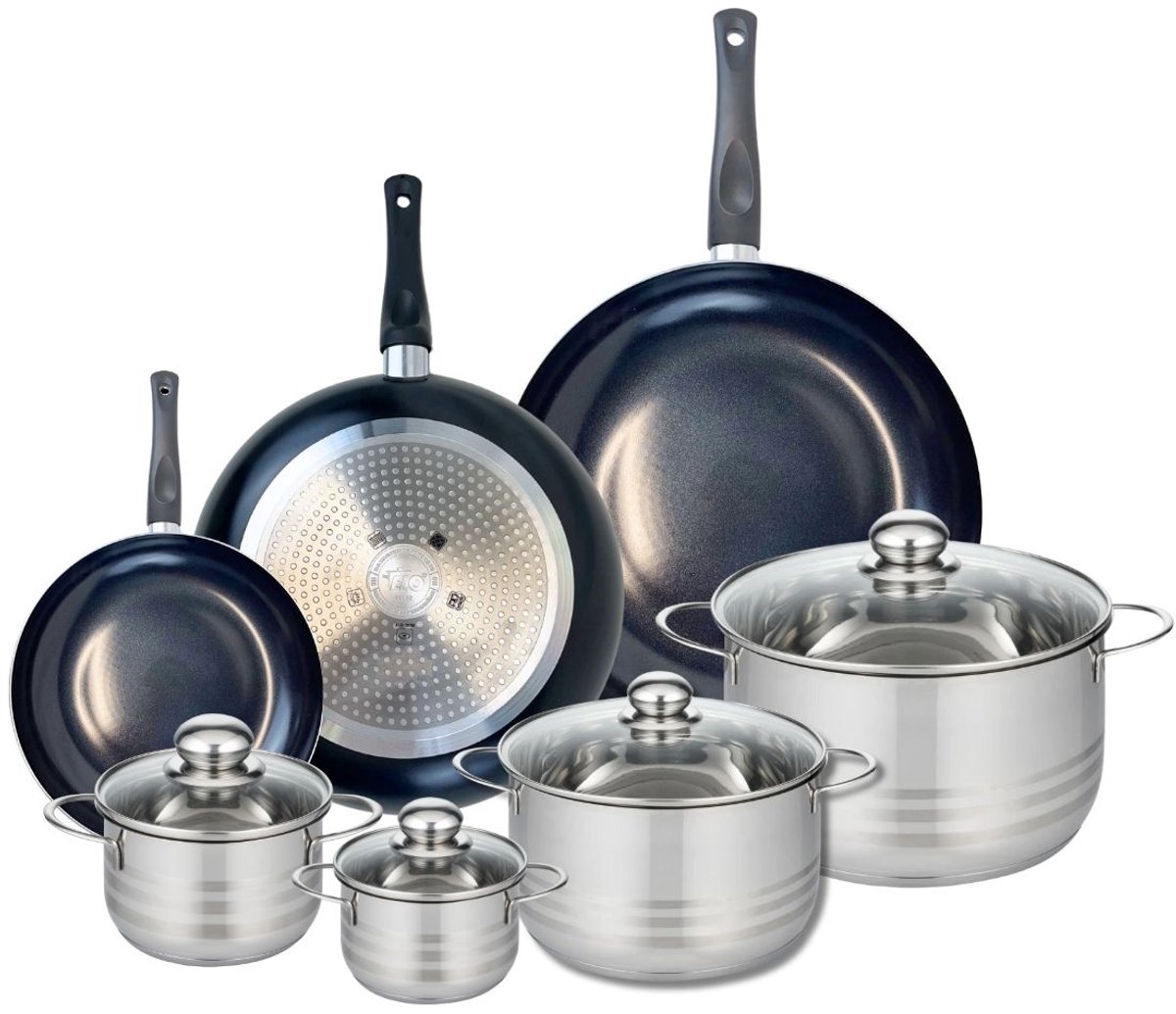 Set van 3 Kookpannen 20, 28 en 32 cm en 4 braadpannen 12, 14, 20 en 24 cm Elo Prima Brillant