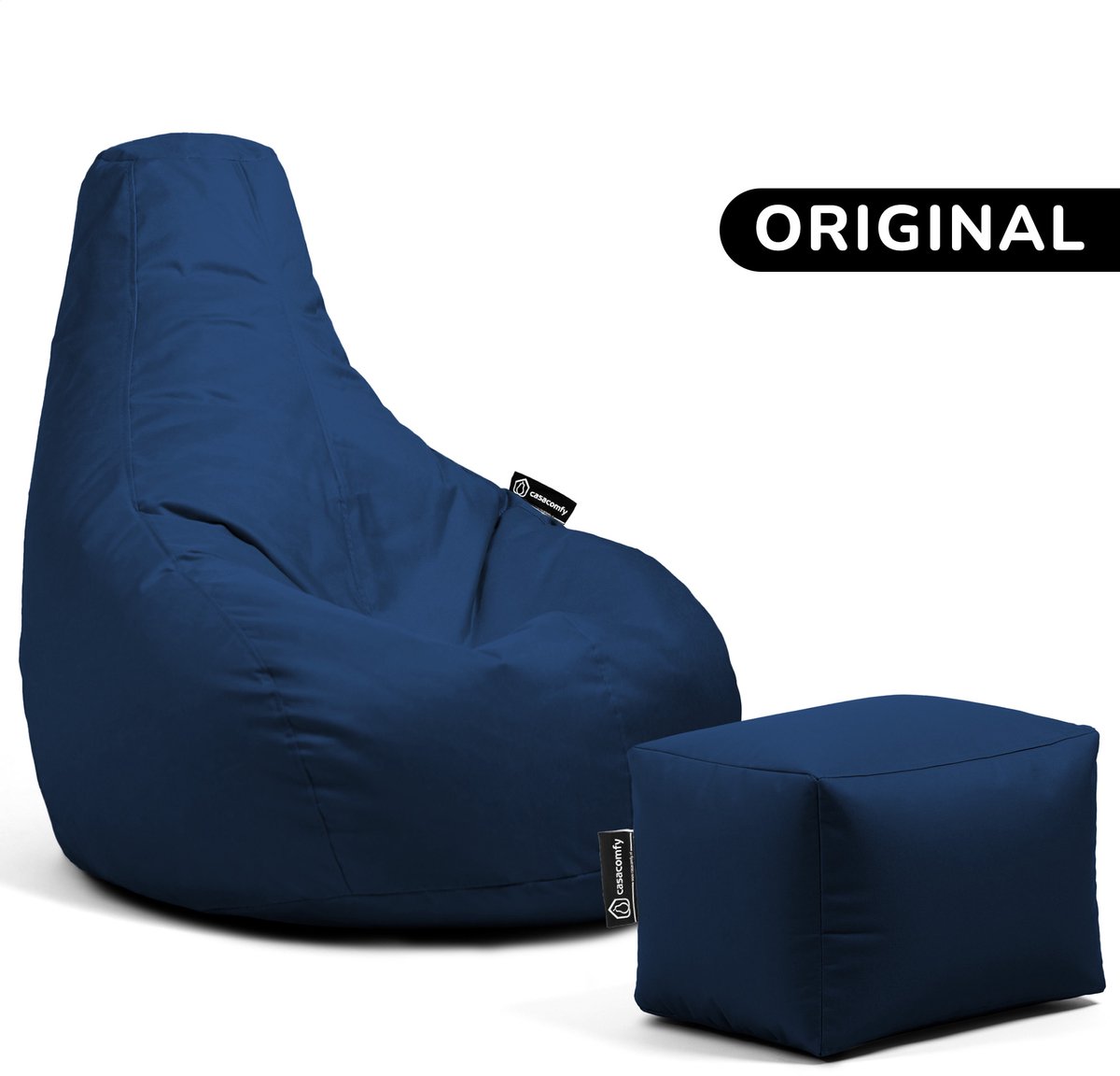 Casacomfy Premium Original - Complete Zitzak Set met Voetenbankje - Voor Volwassenen & Kinderen - Inclusief 200L Vulling - Donker Blauw