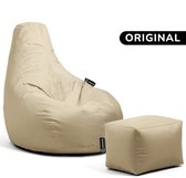 Casacomfy – Premium Original – Pouf complet avec repose-pieds – Beige – Résistant à l'eau – Adultes et Enfants