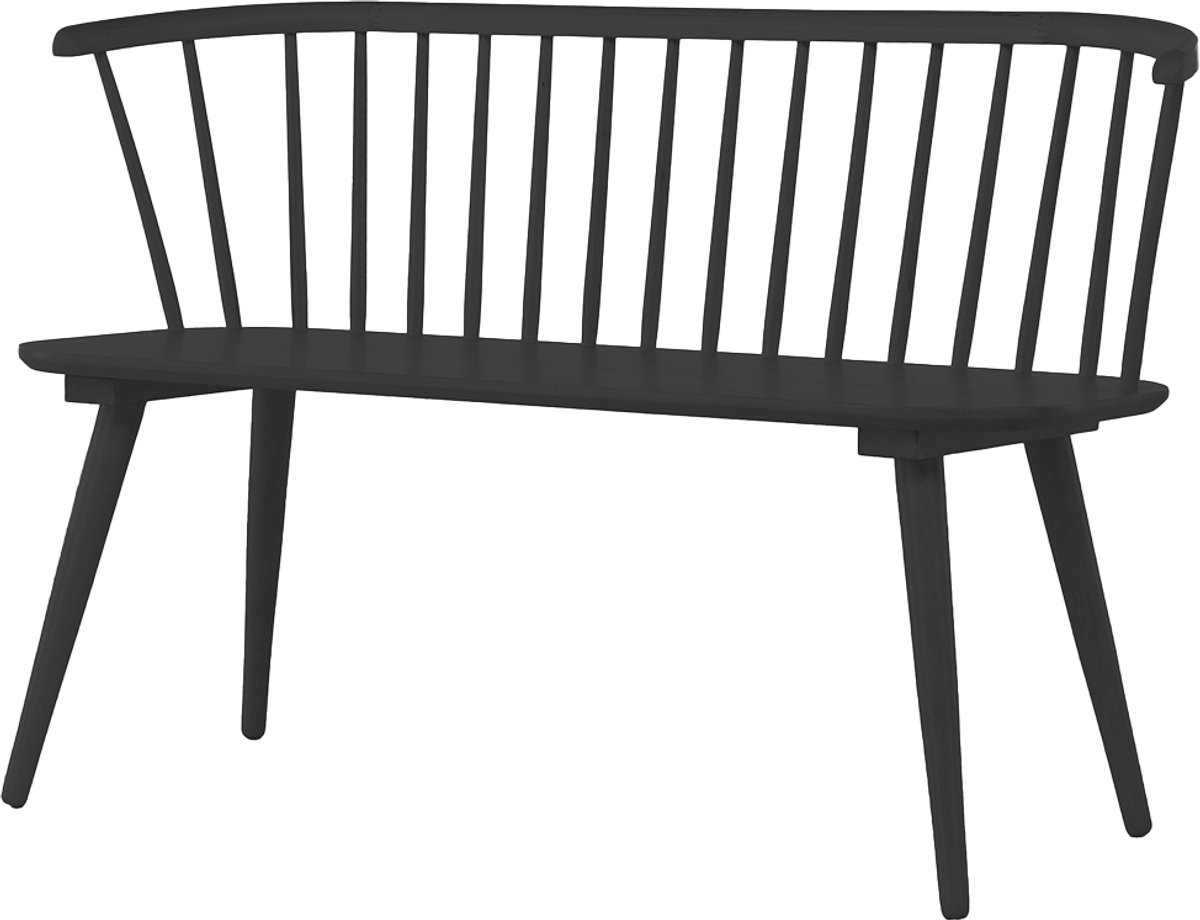 Nest living Yuri Houten Eetkamerbank Zwart - Bankje - Landelijk - Spijlenbank - Scandinavisch - Industrieel 112 cm