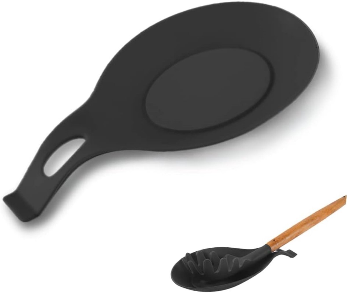 EXCITAT Lepelhouder - Siliconen lepelhouder - Keukenlepelhouder - Multifunctioneel - Geschikt voor keuken, huis en eetkamer - Zwart