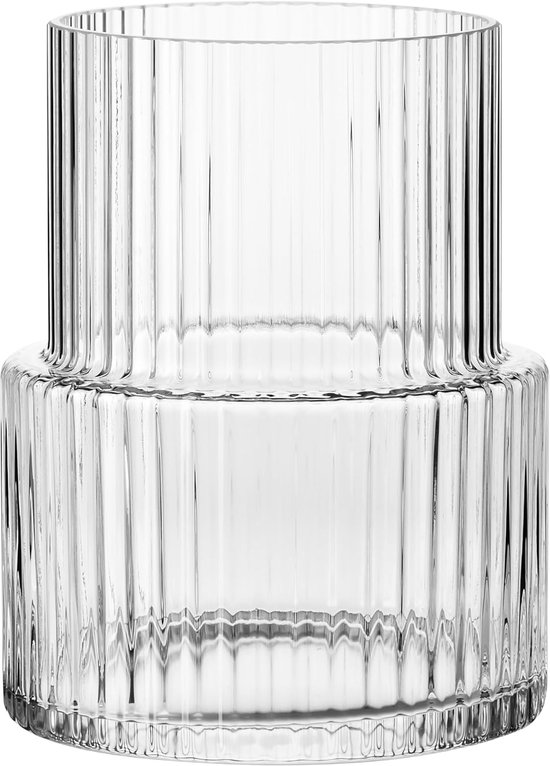 Vase En Céramique Blanc Côtelé - 20 Cm - Design Moderne Pour Fleurs Fraîches Ou Séchées