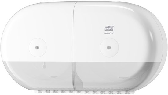 Witte Tork SmartOne Mini Twin Toiletpapier Dispenser.