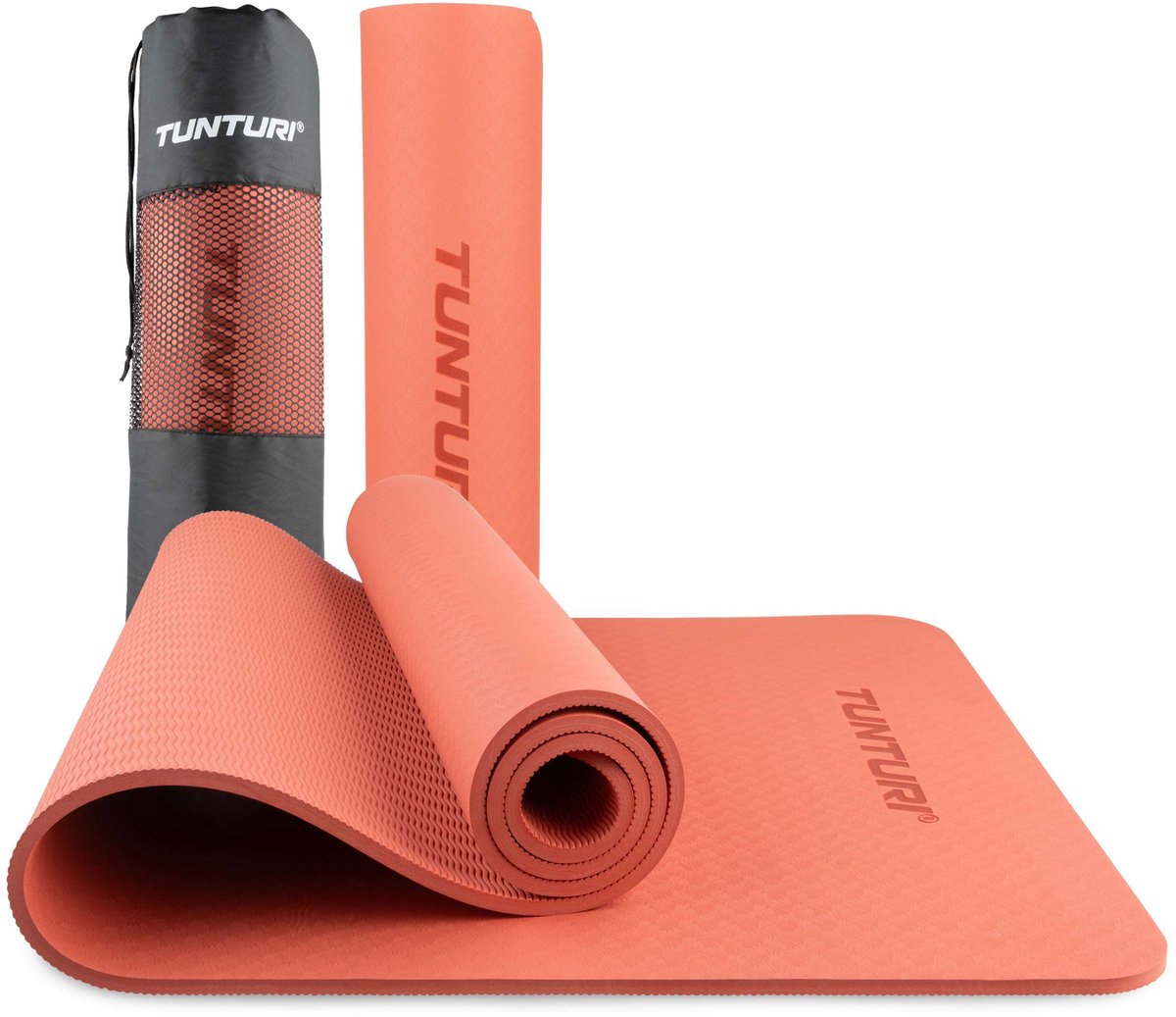 Tunturi Yogamat 8mm - Pilates mat - Extra dikke sportmat - 183x61x08 cm - Incl Draagtas - Anti Slip en Eco - Rosé Goud