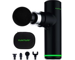 Tunturi MG30 Massage Gun Mini - Oplaadbaar massageapparaat - Massage pistool - Incl. 4 opzetstukken en koffer - Kleur: zwart