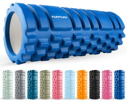 Tunturi Yoga Grid Foam Roller - Massage Roller - Foamroller - Fitness Roller - Blauw - 33cm - Incl. gratis fitness app