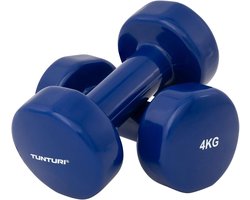 Tunturi Dumbell set - 2 x 4,0 kg - Vinyl - Blauw - Incl. gratis fitness app