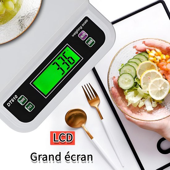 Balance de cuisine 30 kg/1 g, avec fonction PCS et TARE, balance de ...