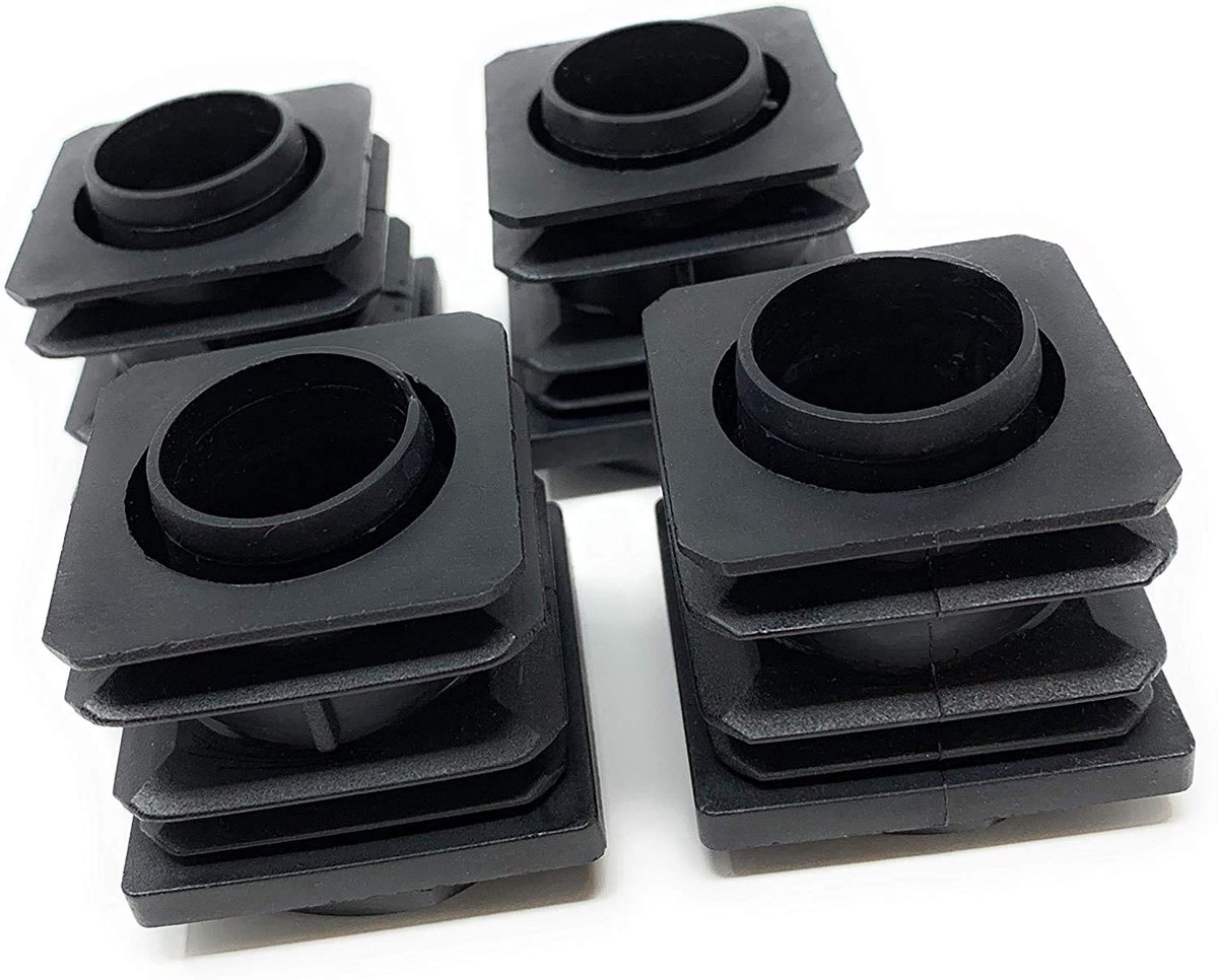 4 x Vierkante Buisstoppen 60 x 60 mm - Afstelstoppen met Lamellen