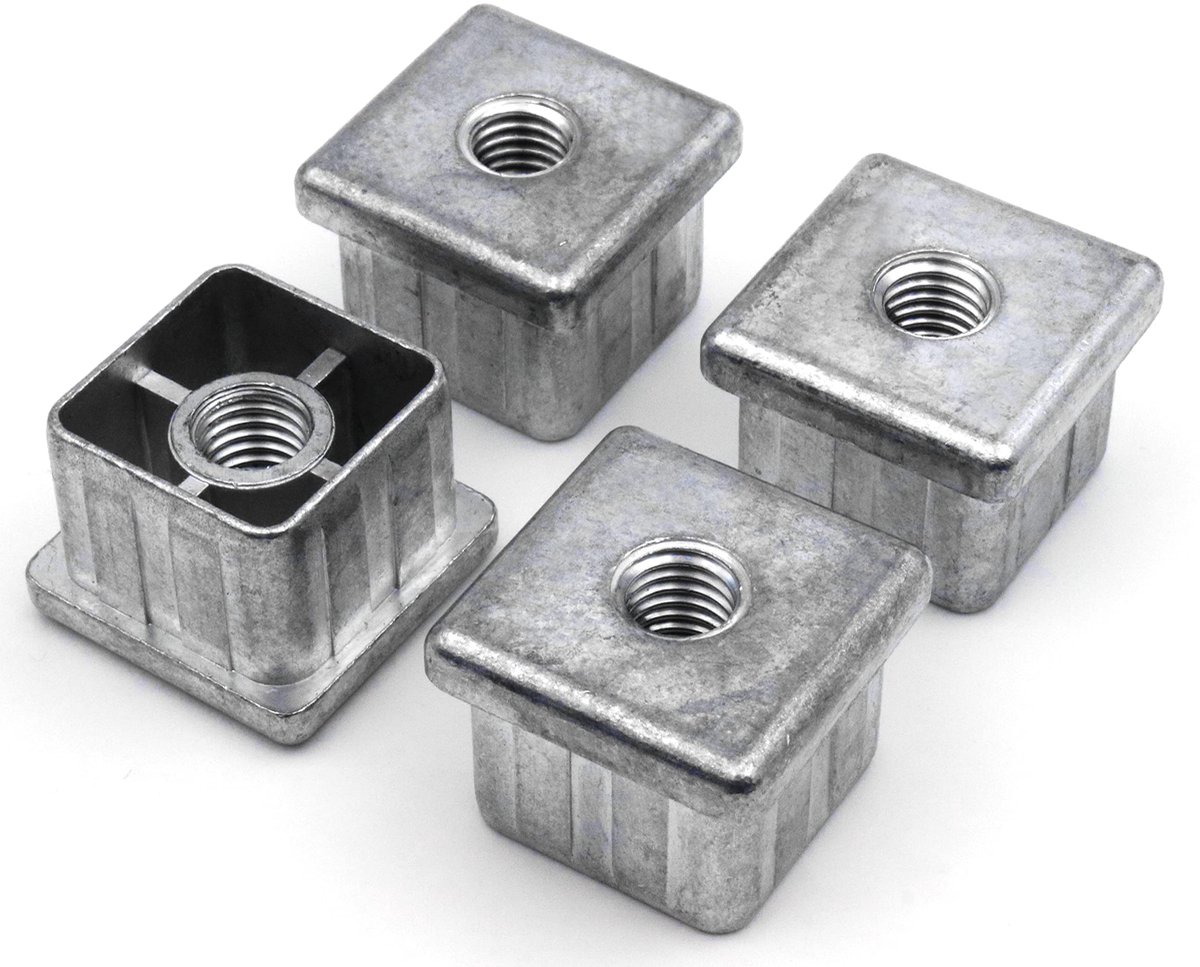 4 x Schroefdraadstop - Verstelstop - Voetdoppen voor 30 x 30 mm Vierkante Buizen - M10 Binnendraad - Draagvermogen tot 800 kg