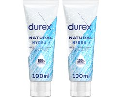 Durex Glijmiddel Natural Hydra+ 100% natuurlijk - 2 x 100 ml - Voordeelverpakking