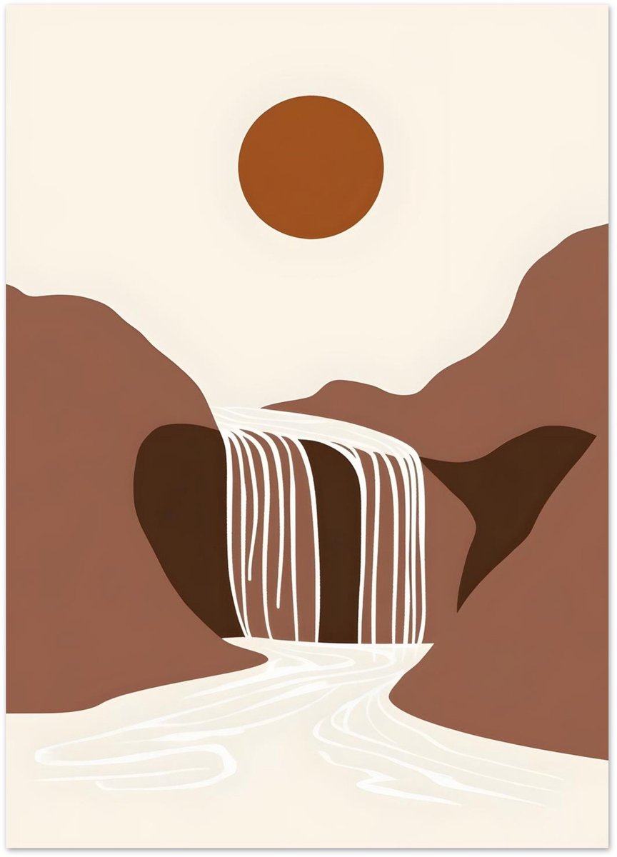 Boho – Warm waterfall Poster 70x100 cm - exclusief lijst