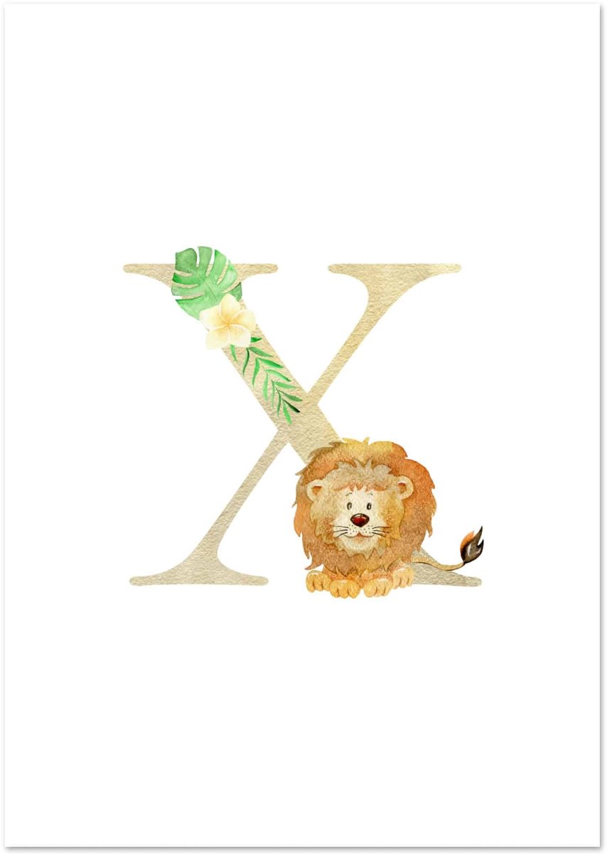 Letter X kindernaam kinderkamer Poster 50x70 cm - exclusief lijst