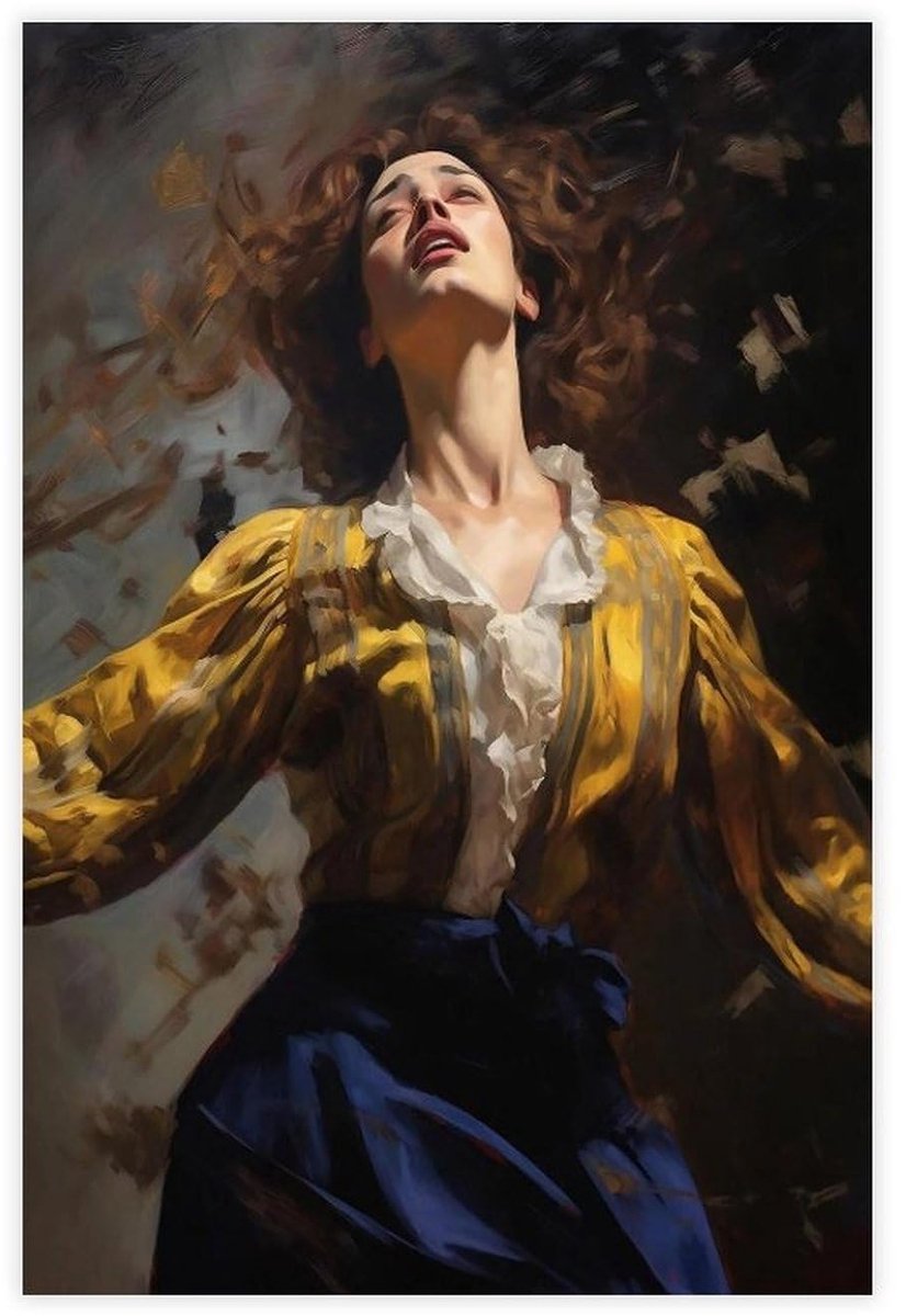 Azomor® Vintage wanddecoratie met portret van vrouw in Italiaanse stijl op canvas