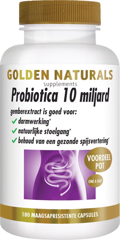Golden Naturals Microbiotica 10 miljard (180 veganistische maagsapresistente capsules)