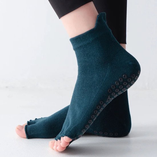 Dames Antislip Yogasokken met Vijf Tenen (Maat 35-41) - Pilates Sokken van Katoen, Ademend en Elastisch - Sportsokken voor Yoga, Fitness, Gym, Dans & Ballet van Merkloos — afbeelding 3