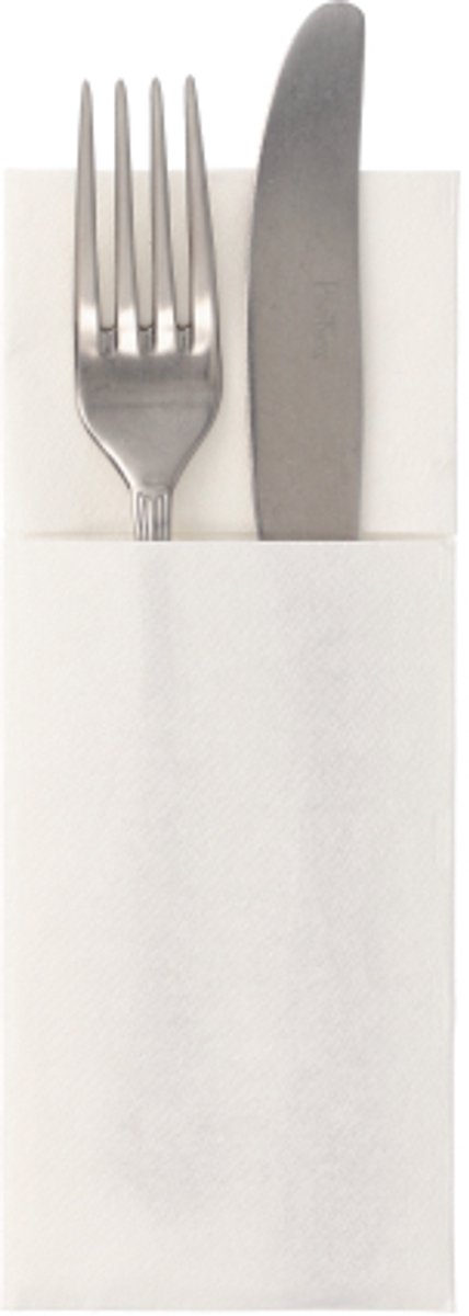 50 Servetten ROYAL Collection 40 cm x 30 cm wit met bestekvouw