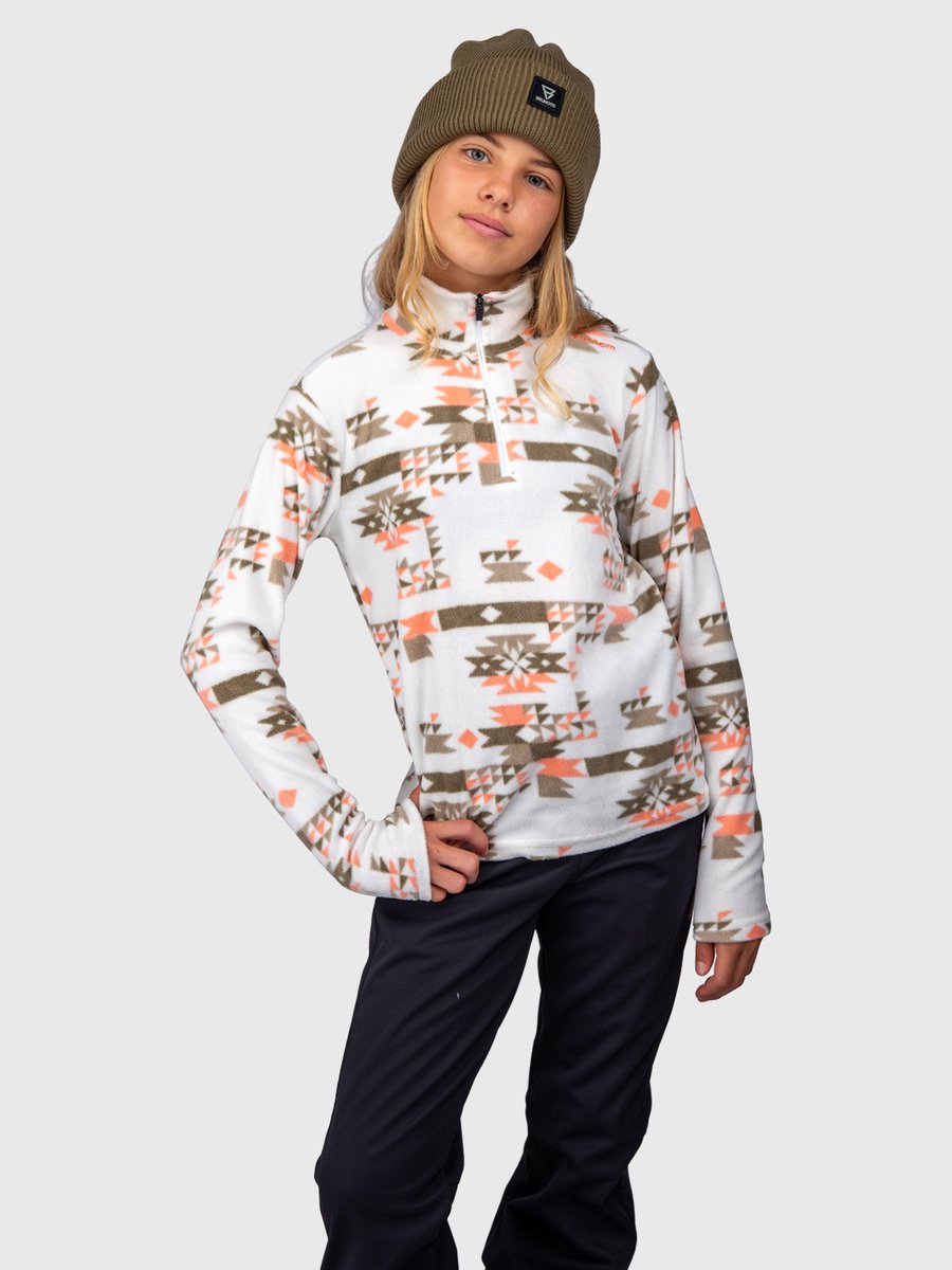 Brunotti Mismy-Print Meisjes Fleece Luipaard Sneeuw Wit