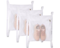 3-delige droogzakken voor sneakers, netzakken voor schoenendrogers, netzakken voor het wassen en drogen van sneakers in de droger, grote netzakken voor wasgoed met rits en riem, past op de meeste drogerdeuren, 40 x 35 cm