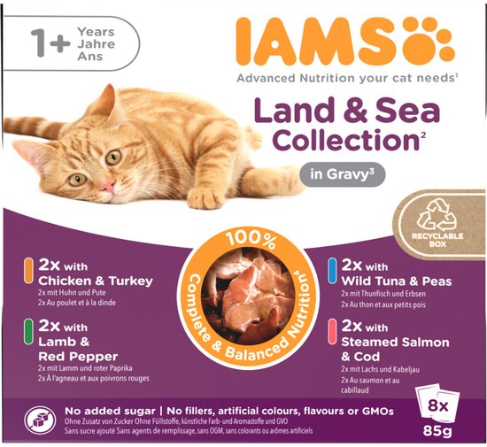 IAMS Delights Adult Land & Sea Gravy Multipack - 8 x 85 gr