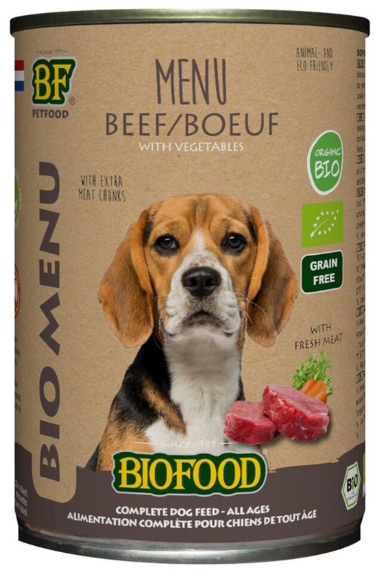 Biofood Organic - Biologisch Hondenvoer Natvoer - Rund - 12 x 400 gr NL-BIO-01