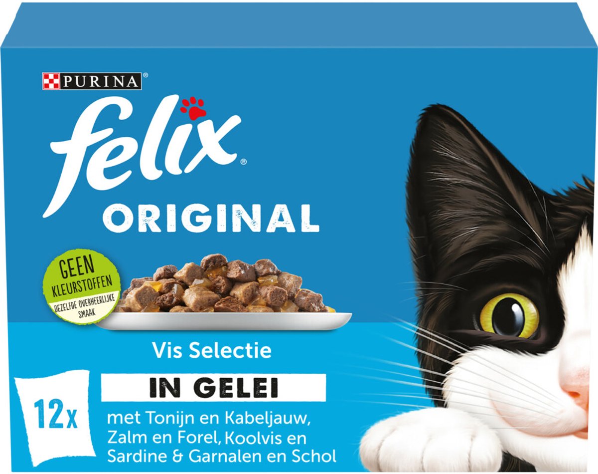 Felix Kattenvoer Nat Original Vis Selectie in Gelei 12 x 85 gr