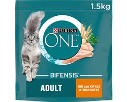 Purina ONE Kattenvoer Droog Adult Kip - Volkoren Granen - 4 x 1,5 kg - Voordeelverpakking