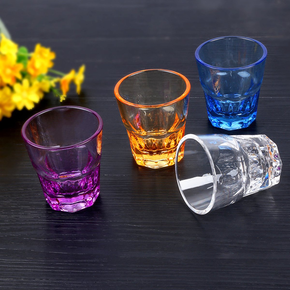 JeiibrZui 4-Pack Onbreekbare Acryl Glazen, BPA-Vrije Drinkbekers, Stapelbare Water-, Bieren Wijnmokken voor Thuis, Kantoer en Buiten