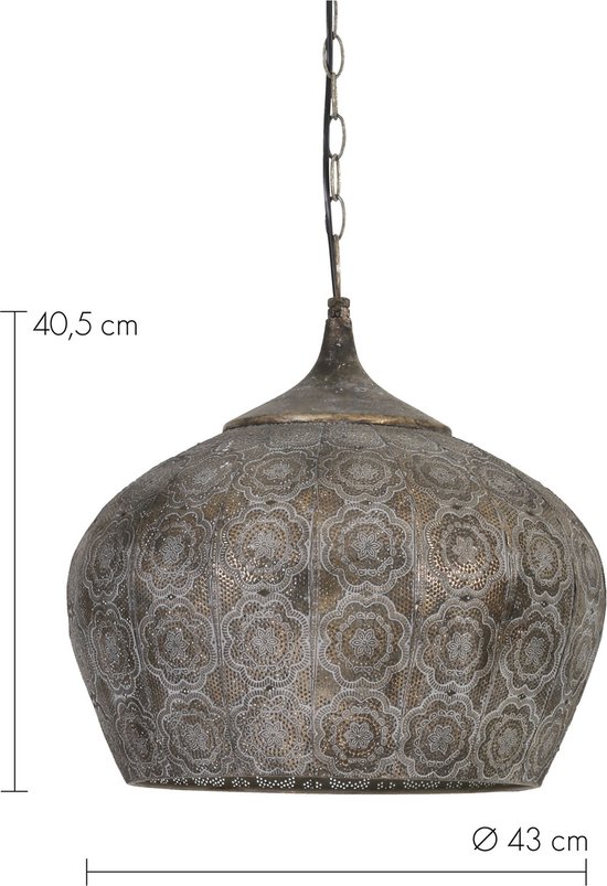 Light & Living Hanglamp Emine - Bruin - 43.5x43.5x40.5cm - Modern - Hanglampen Eetkamer, Slaapkamer, Woonkamer