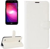 Voor LG X power2 Litchi Texture horizontale flip lederen tas met houder & kaartsleuven & portemonnee (wit)