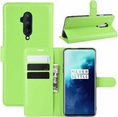 Voor OnePlus 7T Pro Litchi Texture Horizontale Flip Leren Case met Portemonnee & Houder & Kaartsleuven (Groen)