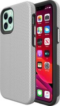 Voor iPhone 12 Triangle Armor Texture TPU + pc-hoes (zilver)