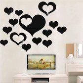 5 in 1 liefdesvorm spiegel kunst decor muurstickers woonkamer decoratie wanddecoratie sets (zwart)