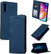 Retro Skin Feel Business magnetische horizontale lederen flip case voor Samsung Galaxy A70 (marineblauw)